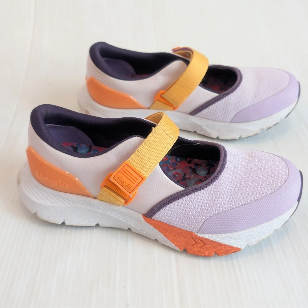 ALEGRIA Atlis Rebounce Women's Mary Jane Lavender & Orange Iris Flats Size 38.5